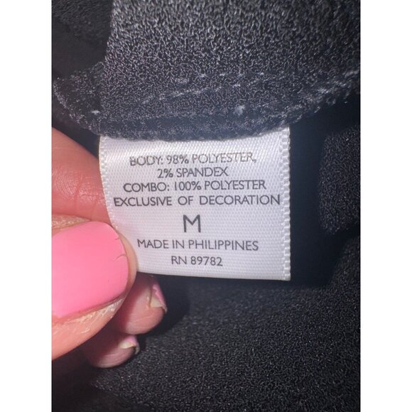 NWT Natori Black Long Sleeve Blouse Top M Polyester Spandex Casual Minimalist - Picture 8 of 11